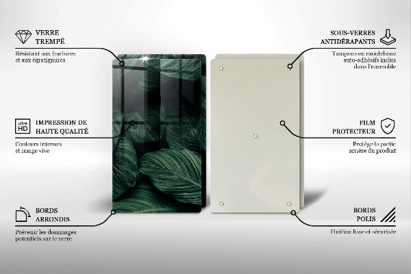 Üveg vágódeszka Sötét levelek