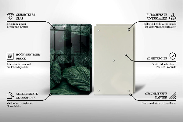 Üveg vágódeszka Sötét levelek