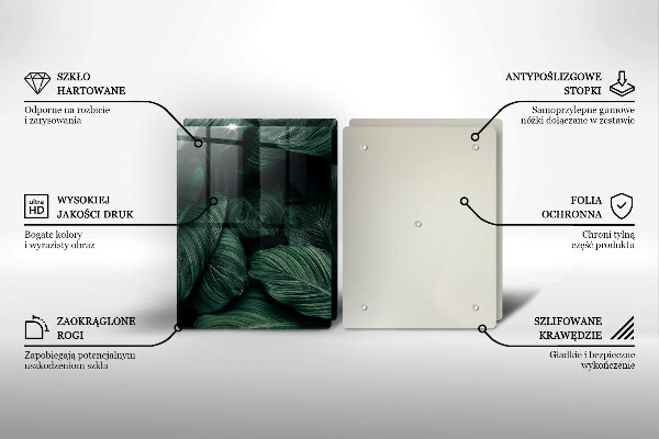 Üveg vágódeszka Sötét levelek