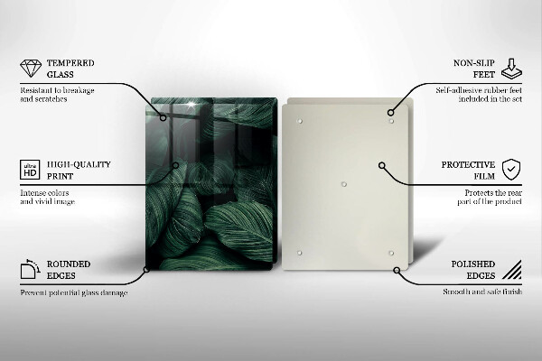 Üveg vágódeszka Sötét levelek