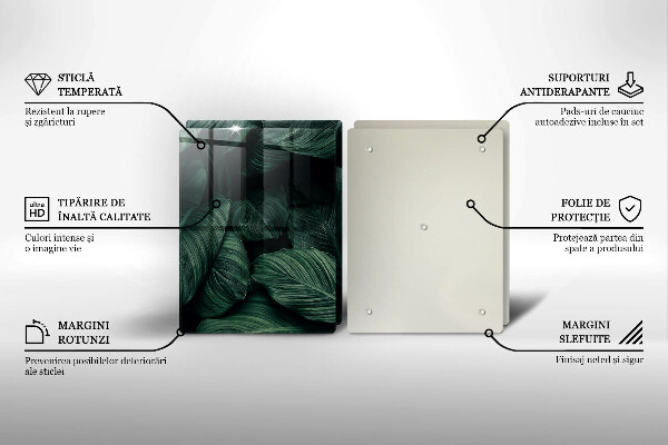 Üveg vágódeszka Sötét levelek