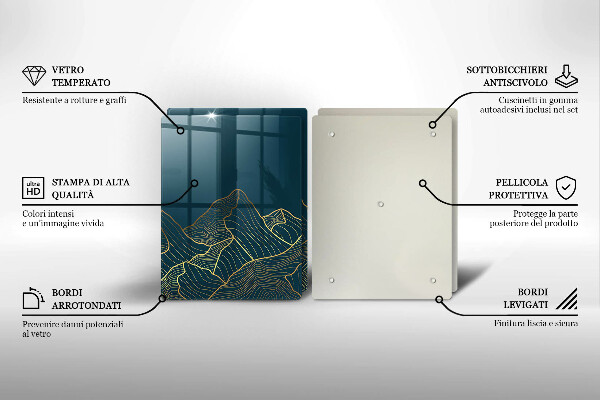 Üveg vágódeszka Absztrakt hegyek