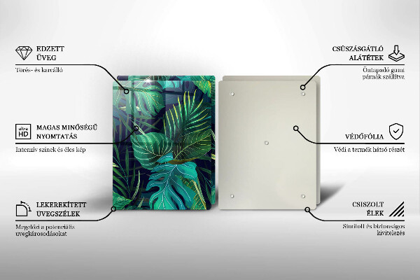 Üveg vágódeszka Dzsungel levelek illusztráció