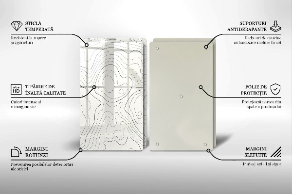 Üveg vágódeszka Line art design