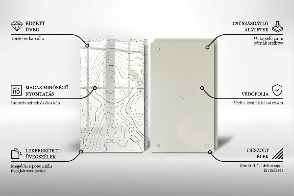 Üveg vágódeszka Line art design