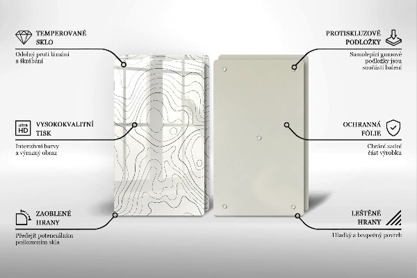 Üveg vágódeszka Line art design