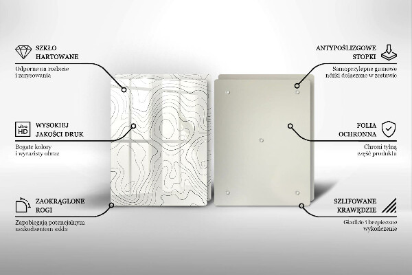 Üveg vágódeszka Line art design