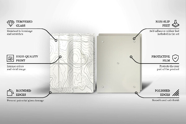 Üveg vágódeszka Line art design