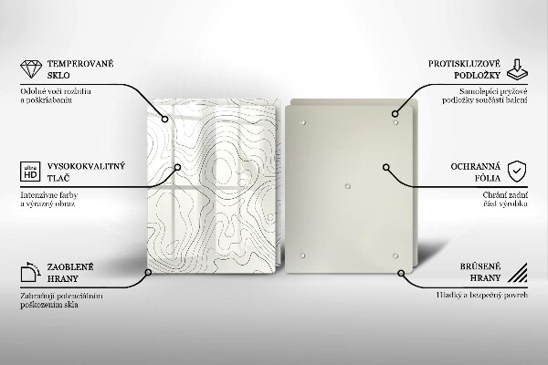 Üveg vágódeszka Line art design