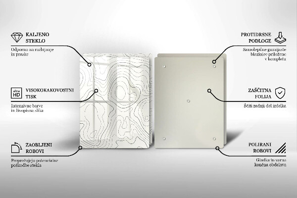 Üveg vágódeszka Line art design