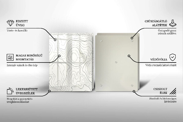 Üveg vágódeszka Line art design