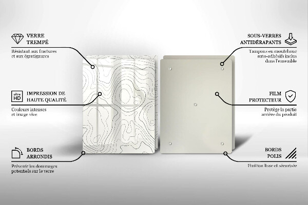 Üveg vágódeszka Line art design