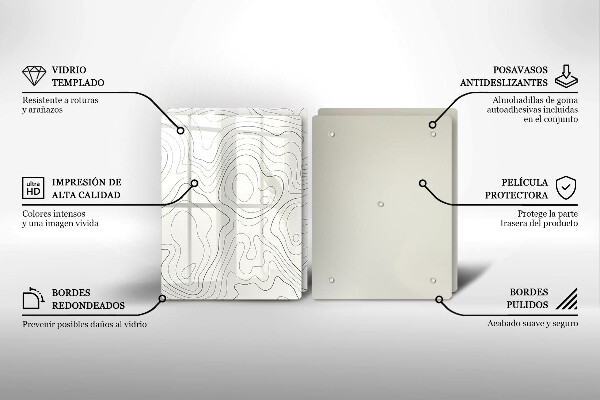 Üveg vágódeszka Line art design