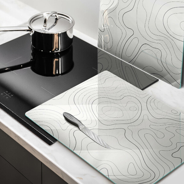 Üveg vágódeszka Line art design
