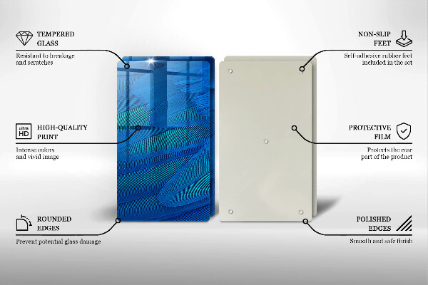 Üveg vágódeszka Madártollak