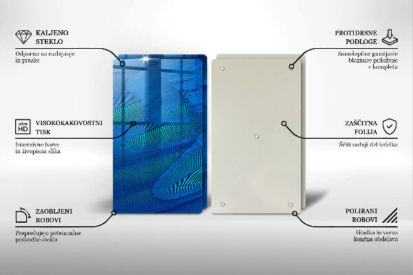 Üveg vágódeszka Madártollak