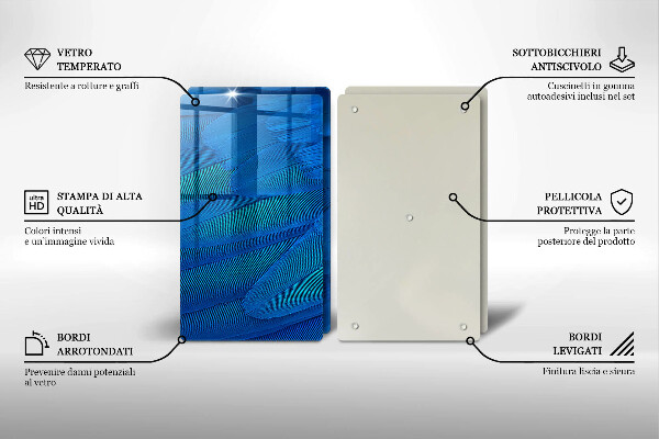 Üveg vágódeszka Madártollak