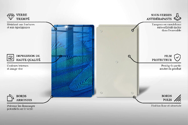 Üveg vágódeszka Madártollak