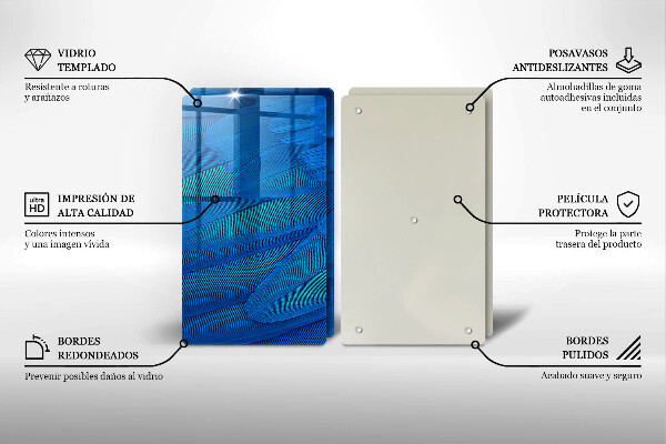 Üveg vágódeszka Madártollak