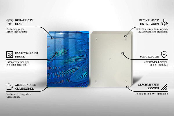 Üveg vágódeszka Madártollak