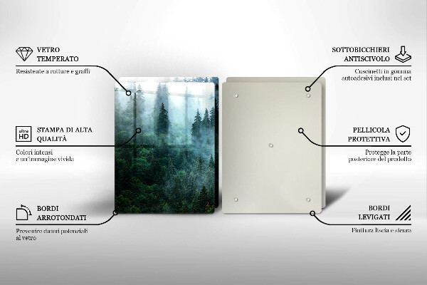 Üveg vágódeszka Erdő a ködben