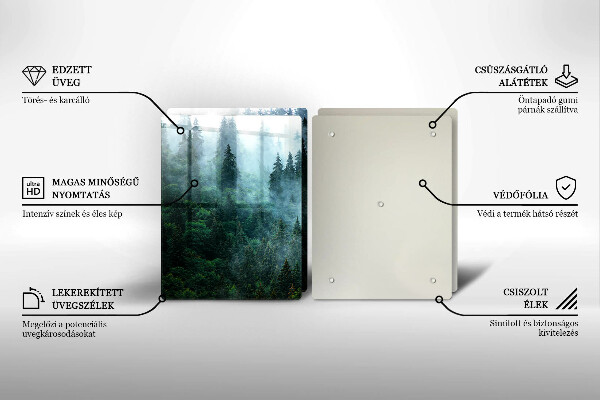 Üveg vágódeszka Erdő a ködben