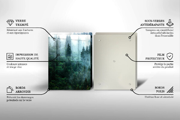 Üveg vágódeszka Erdő a ködben