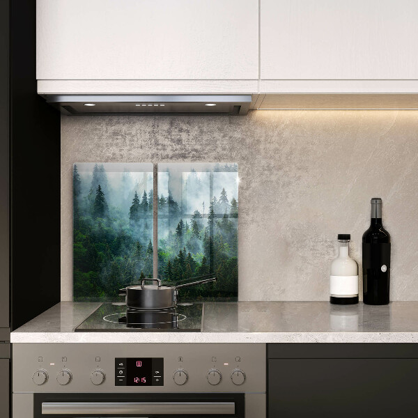 Üveg vágódeszka Erdő a ködben