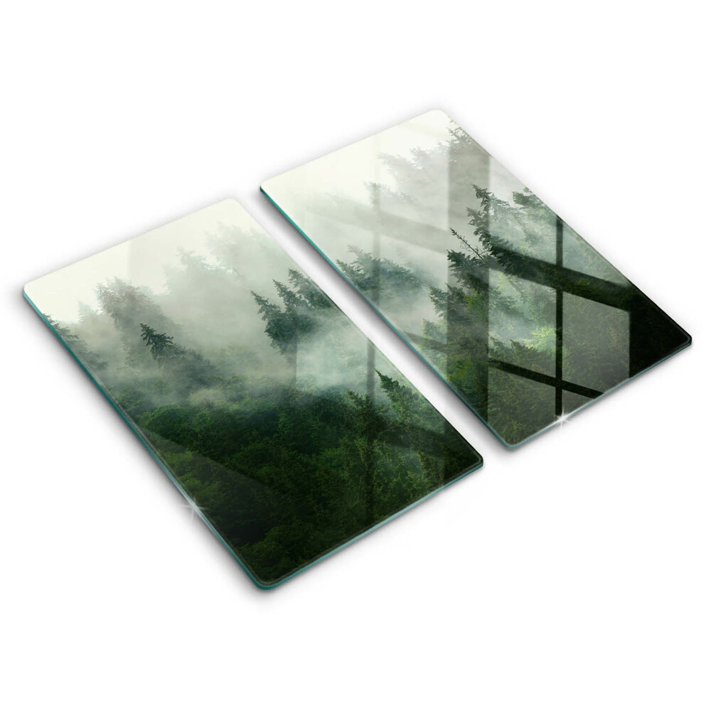 Üveg vágódeszka Ködös erdei táj