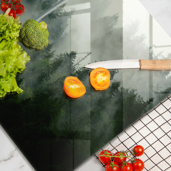 Üveg vágódeszka Ködös erdei táj