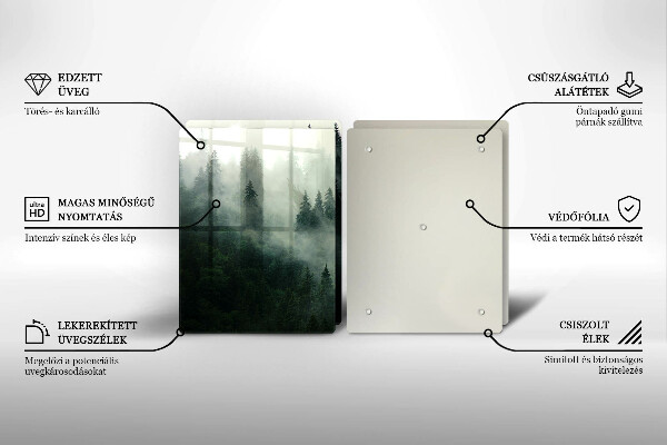 Üveg vágódeszka Ködös erdei táj