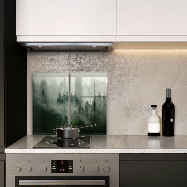 Üveg vágódeszka Ködös erdei táj