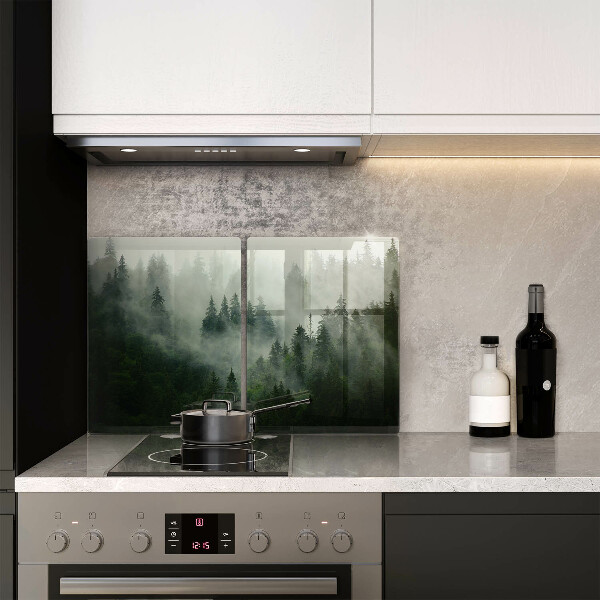 Üveg vágódeszka Ködös erdei táj