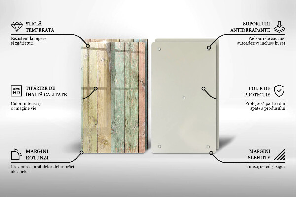 Üveg vágódeszka Színes vintage táblák