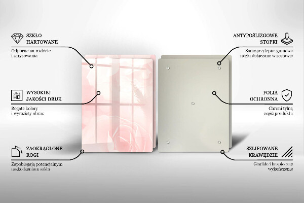 Üveg vágódeszka Pasztell rózsák háttér