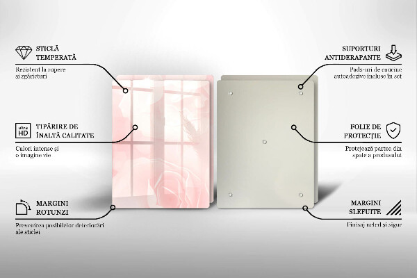 Üveg vágódeszka Pasztell rózsák háttér