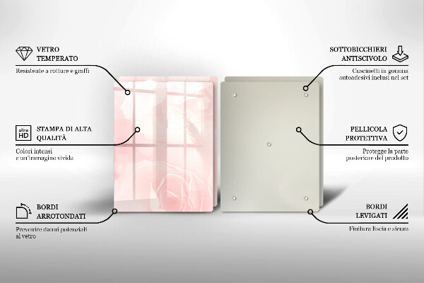 Üveg vágódeszka Pasztell rózsák háttér