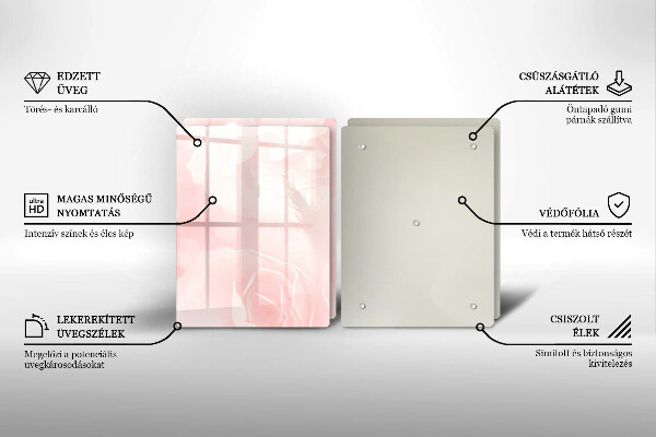 Üveg vágódeszka Pasztell rózsák háttér