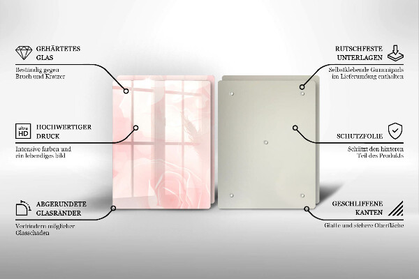 Üveg vágódeszka Pasztell rózsák háttér