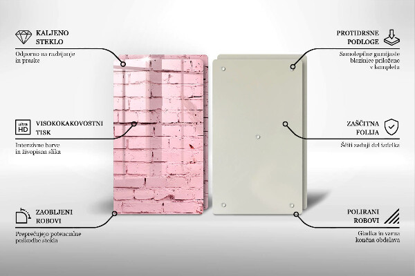 Üveg vágódeszka Pasztell téglafal