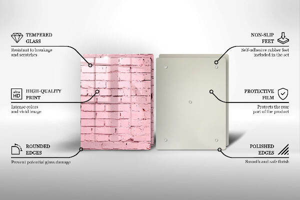 Üveg vágódeszka Pasztell téglafal