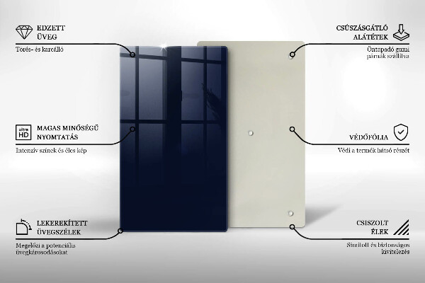 Üveg vágódeszka sötétkék