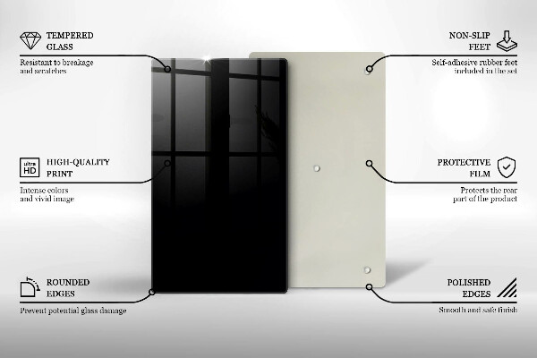 Üveg vágódeszka Fekete szín