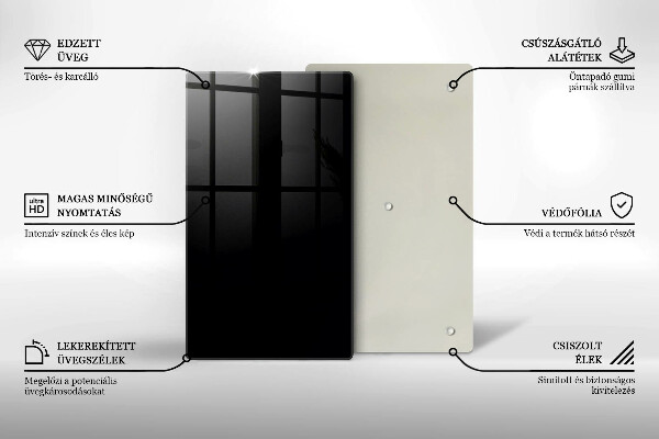 Üveg vágódeszka Fekete szín