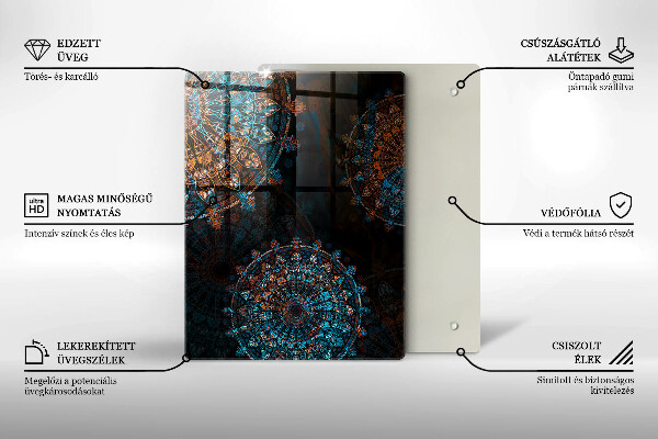 Üveg vágódeszka Fekete szín