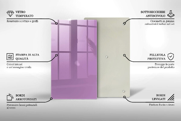 Üveg vágódeszka Lila színű