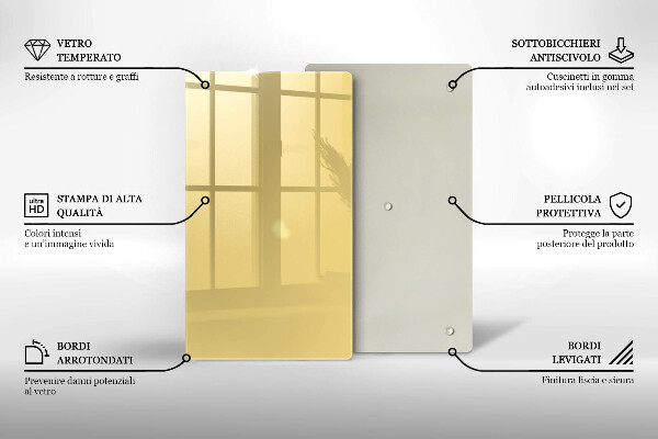 Üveg vágódeszka Sárga