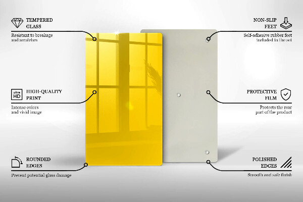 Üveg vágódeszka Sárga