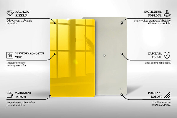 Üveg vágódeszka Sárga