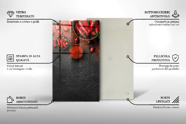 Üveg vágódeszka Piros chili paprika